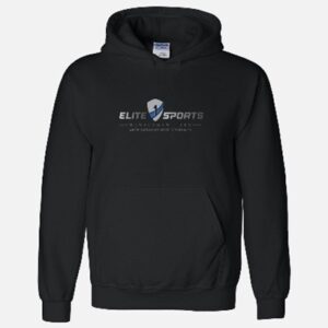 Black hoodie with Elite Sports branding on the front.