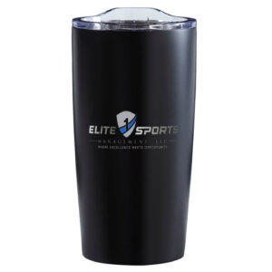Black Elite Sport insulated tumbler with clear lid.