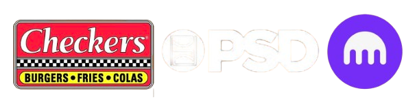 Logo with circular and rectangular elements on a beige background.