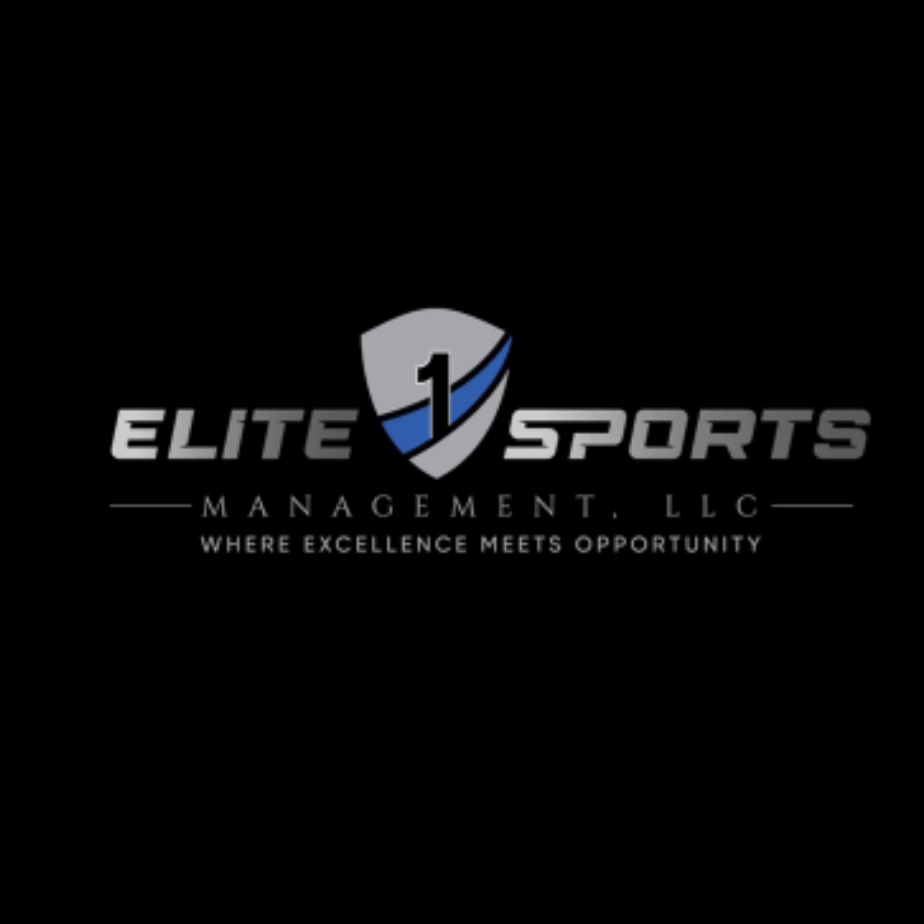 Logo of Elite Sports Management LLC with a sports shield and text.